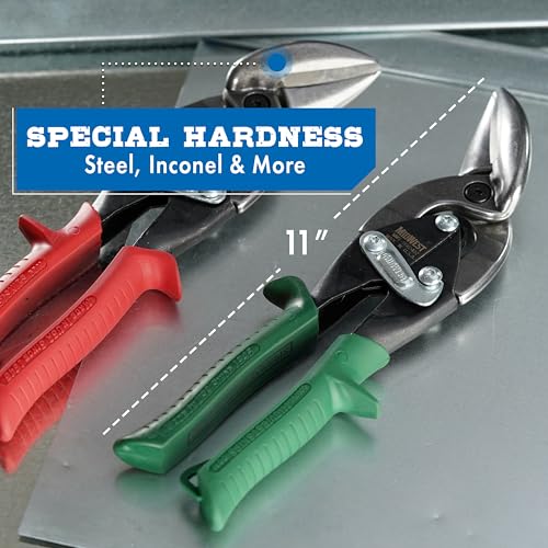 MIDWEST Special Hardness Aviation Snip - Left Cut Offset Stainless Steel Cutting Shears, Made in the USA - MWT-SS6510L - color: Left Cut