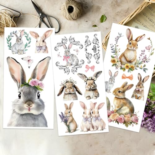 OLYCRAFT 3Pcs/Set Easter Rub on Transfers for Furniture and Crafts - style: Bunny