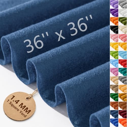 Navy Soft Felt Sheet 36'' X 36'', 1.4mm Large Felt Fabric Sheet for Crafts - color: Navy