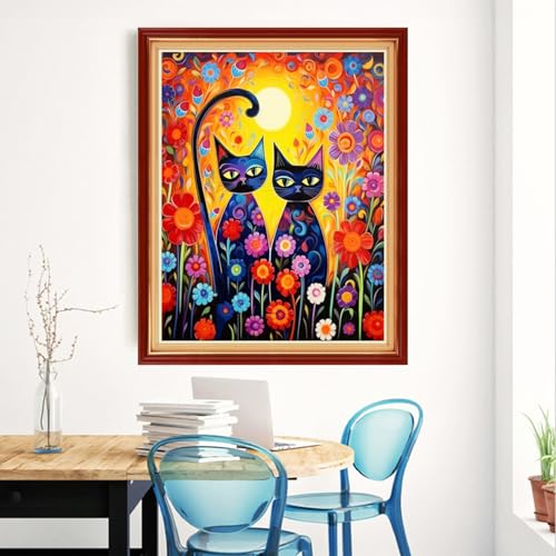Magxvouy Cross Stitch Kits Stamped Full Range of Embroidery Kits,Cross Stitch Patterns Needlework Kits for Beginners 11CT Printed Kits&Magical Cat 16x20 inch - color: Artcolor10