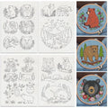 19Pcs Bear Flowers Water Soluble Hand Sewing Stabilizers, 8.3"x11.7" Cute Bear Mountain Forest Embroidery Pattern Stabilizer, 4 Sheets Animal Stick and Stitch Embroidery Paper Sticker