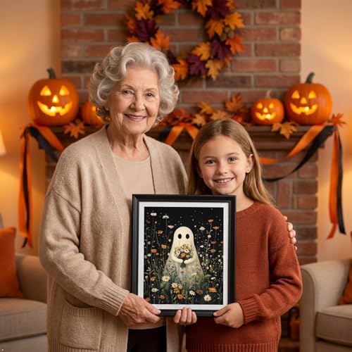 Ghost Flower Stamped Cross Stitch Kits for Adults Beginners 12x16 inch - color: ghost Cross Stitch