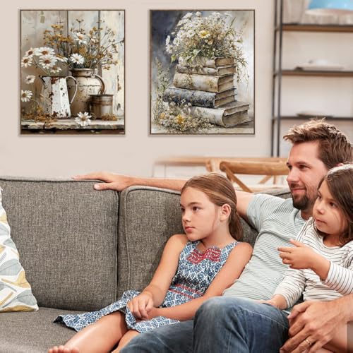 Tiwabb 3 Pack Retro Flowers Stamped Cross Stitch Kits for Adults Beginners - color: 3 Pack Retro Flower