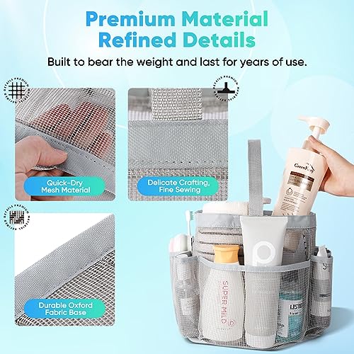 EUDELE Mesh Shower Caddy Portable for College Dorm Room Essentials,Portable Shower Caddy Dorm with 9-Pocket Large Capacity, Shower Bag for Beach, Swimming, Gym, Travel essentials, Grey - color: All Grey