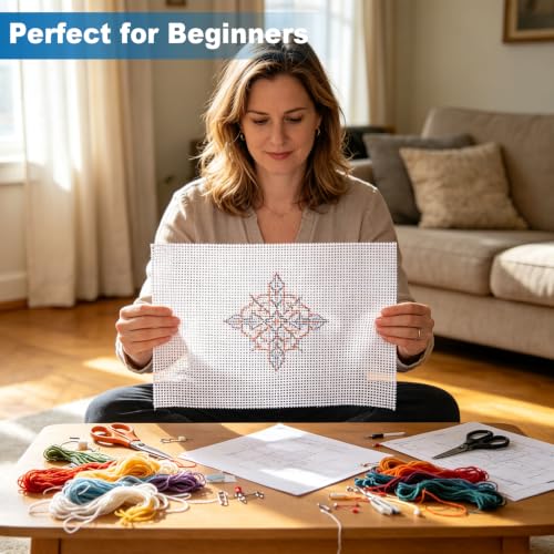 13 Mesh Needlepoint Canvas,14" x 18" Blank Cotton Embroidery Cloth(14" x 18") - color: 14" X 18"