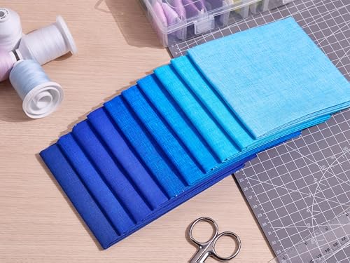Craftido - 11 Options Solids with Tweed Tonals - Assorted Color Cotton Quilting Fabric Bundles 10pcs Fat Quarters 18"x21" - Medium Weight 5.2oz - for Quilting, Sewing and Crafts – Different Blues - color: Different Blues