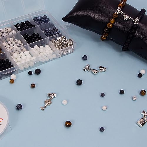 6/8mm Stone Beads for Jewelry Making, 410pc Bracelet Making Kit for Adult - color: Stone Beads for Jewelry Making