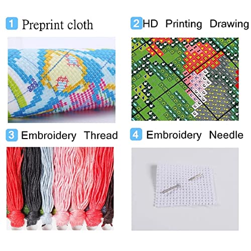 Findvoor Stamped Cross Stitch Kits for Beginners Full Range of Cross Stitching Embroidery Pattern for Adults, 11CT DIY Needlepoint Embroidery Starter Kits-Magic House 17.7x17.7 inch - color: StampedKits 14