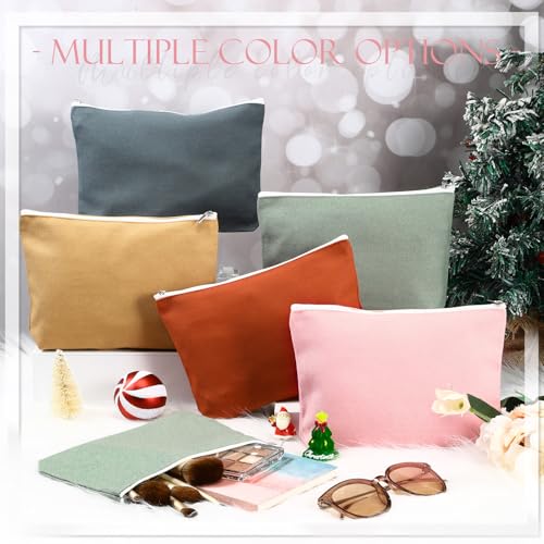 Reginary 10 Pcs Canvas Makeup Bags Bulk Blank Cosmetic Bags,Boho Color - color: Boho