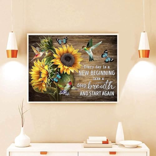 Stamped Cross Stitch Kits for Adults - Sunflower Inspirational Embroidery Kits for Beginners Adults,11 CT Patterns Dimensions Counted Cross Stitch Kits Arts Craft 12x16 inch - color: Sunflower Inspiration
