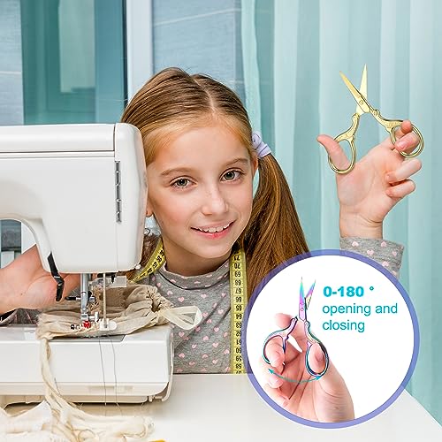 Therwen 12 Pcs 3.6 Inch Embroidery Scissors with Artificial Leather Cover Sewing Scissors Stainless Steel Vintage Craft for Crafting Threading DIY Needlework Art Manual Handicraft - style: Stylish