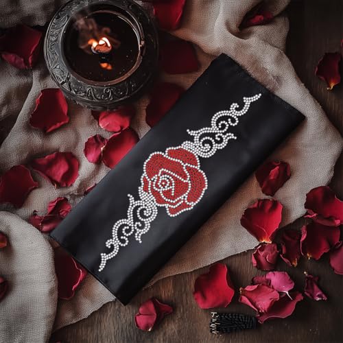 2 Pcs Curl Rose Pattern Iron on Rhinestones Transfer, Bling Crystal Clothing Repair Applique Heat Transfer Decal Heat Transfer Patch for T-Shirt Clothing Pants Bags - style: Curl Rose