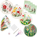 Bonroy Embroidery Kit for Beginners with Instructions,Cross Stitch Kits for Adults with Pattern,Needlepoint Kits for Adult Include Embroidery Cloth Hoops Needles Threads (flowers5) - color: flowers5