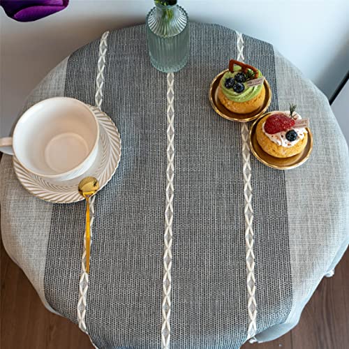 Rustic Small Square Tablecloths Linen Wrinkle Free Table Cloth Washable Farmhouse Embroidery Tablecloth for Indoor Outdoor End Coffee Tea Table Home Christmas Decoration Square Grey 36X36 Inches - color: Grey Striped-a