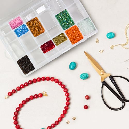 2 Pack 36-Grid Adjustable Organizer Box, Clear Storage for Beads & Jewelry - size: 2 Pack