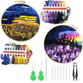 Allazone 2 Sets Embroidery Kit for Beginners, Stitch Practice Kits for Craft Lover Hand Stitch with Embroidery Fabric with Stamped Pattern, Starter Stitch Kits Suitable for Adults (Sunset) - color: Sunset