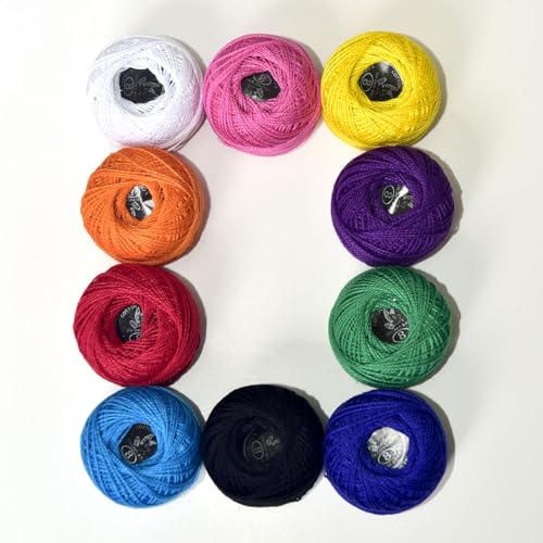 Crochet Thread 10 Balls Cardinal Size 8 for Crochet Hardanger Cross Stitch Needlepoint Hand Embroidery (Cool Color Series) - color: Cool Color Series