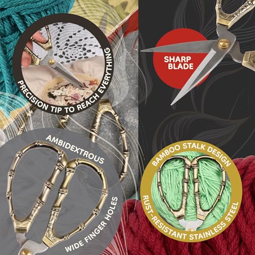 JubileeYarn Bamboo Stalk Embroidery Craft Scissors - Extra Large - 1 Pair - color: X-large