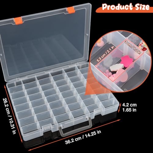 Large 48 Grids Clear Plastic Organizer Box with Adjustable Dividers - color: Clear -- 1PCS