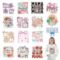 Whaline 15 Pcs Mother's Day Iron on Transfer Patches Heat Transfer Iron Patches Floral Bow Mama Flower Heat Transfers Vinyl Stickers for DIY Crafts Clothing Fabric