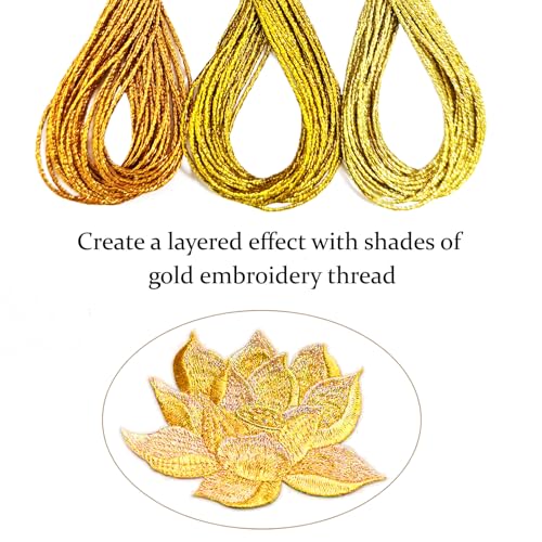 12 Skeins Metallic Embroidery Floss, Gold and Silver Embroidery Thread