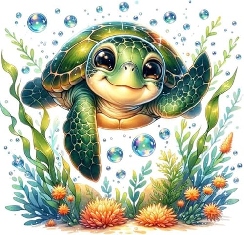 DYAIANGMU Sea Turtle Stamped Cross Stitch Kit for Adults 13.7x13.7 inches - color: Y118