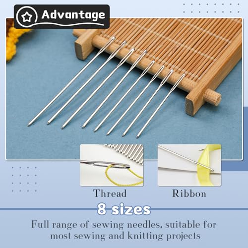 TLKKUE 100/40 Pcs Large-Eye Blunt Needles, Steel Tapestry Needle 8 Sizes - color: Silver-1, size: 8 sizes/40 pcs