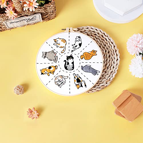 Louise Maelys Cat Embroidery Kit for Beginners Animal Pattern DIY Craft - color: kit-9