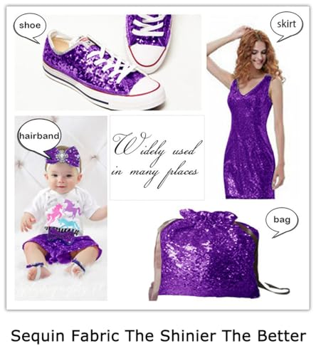 ShiDianYi Purple Sequin Fabric 30 Feet Sequin Fabric by The Yard 10 Yard Glitter Mesh Fabric Purple Material for Sewing Sparkle Fabric for Dress - color: Purple, size: 10 Yard