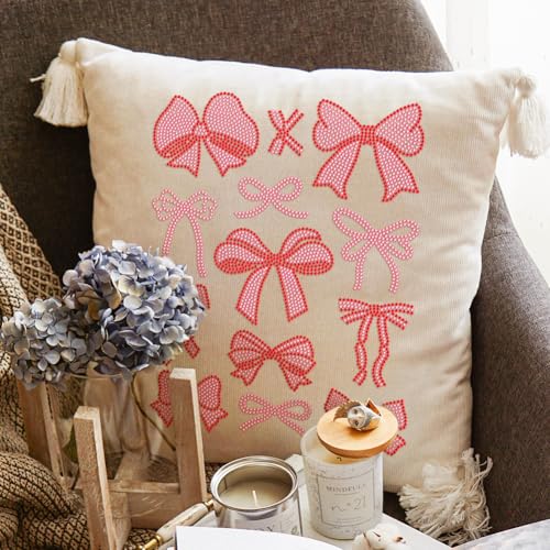 13 Pcs Iron on Rhinestones Transfer, Pink Bow Hot Fix Iron on Patch Transfer Decals Crystal Heat Transfer Clothing Repair Decor for T-Shirt Hat Jacket Decor DIY Accessories - style: Pink Bow