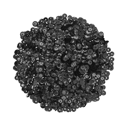 Mandala Crafts 6mm Cup Round Black Sequins for Sewing Embroidery - color: Black, size: 6mm Cup Sequins