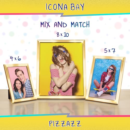 Icona Bay 4x6 Picture Frame, Gold Solid Wood Scandinavian Style Frame for Photo, Pizzazz Collection - color: Gold, size: 4x6