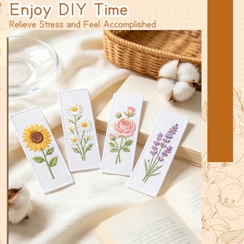Fuyoooo 50 Pcs Blank Cross Stitch Bookmarks, White Embroidery Edge - color: White, style: Embroidery Edge