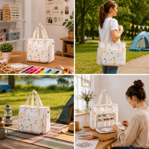 Peirich Embroidery Kits Storage Bag, Portable Craft Carry Case, Sewing Kits Embroidery Supplies Storage Bag and Embroidery Project Carrying Bag (Bag Only) for Beginner, Adults