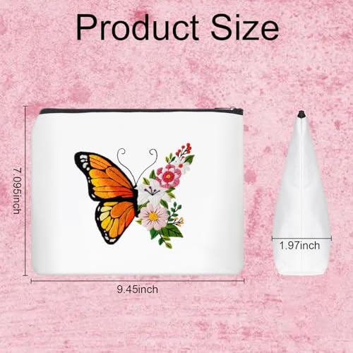 Louise Maelys Embroidery Kit, Butterfly Floral Canvas DIY Makeup Bag Craft - color: Butterfly and Floral