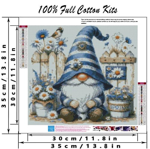 Flower Gnome Stamped Cross Stitch Kits Gnome Cross Stitch Patterns, Dimensions Cross Stitch Kits Embroidery Kit Arts and Crafts for Beginners 13.7x13.7 inches - color: D062A
