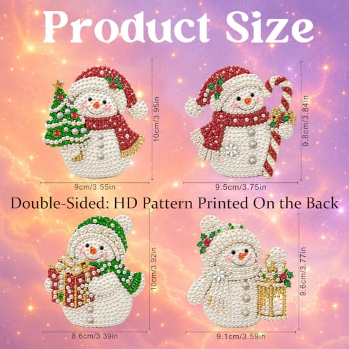 Aeepics Hanging Diamond Art Kit for Adult Mandala, DIY Diamonds Painting Pendant Ornament Kit, Acrylic Diamond Art Painting Board Kit (Snowman) - color: Snowman