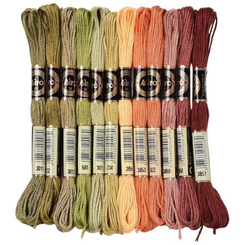 24 Skeins 210 Yards Cross Stitch Floss Variegated Polyester Embroidery Thread Autumn Color Friendship Bracelet String 6 Ply Yarn Threads Bulk for Jewelry Making Bracelet Knitting Stitching - color: Autumn Color