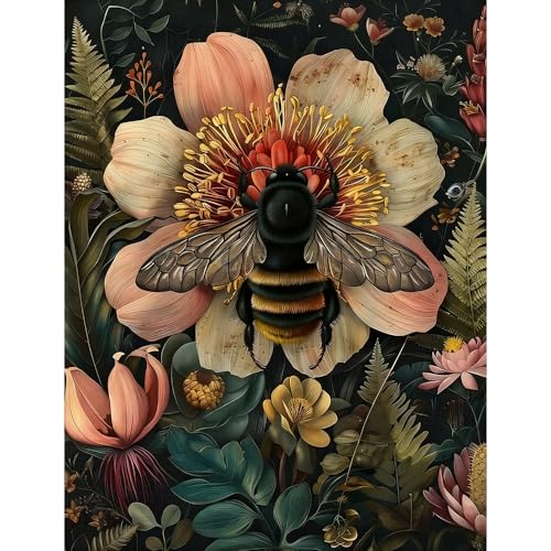 Lzyueyuan Bees and Flowers Stamped Cross Stitch Kits for Beginners,Needlepoint Counted Cross Stitch Kits for Adults,Easy Prestamped Pattern Needlepoint Kit Crafts for Home Decor Gifts11.8X15.7in - color: Cross Stitch-0125-3