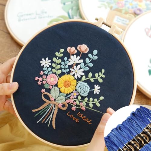 10 Skeins 87.5 Yards 6 Ply Variegated Steel Blue Cross Stitch Floss Segment Embroidery Thread Gradient Friendship Bracelet String Yarn Bulk for Sewing Making Jewelry Needlecraft Knitting - color: Steel Blue