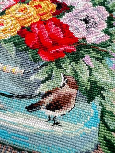 RIOLIS 2299 Garden Flowers Counted Cross Stitch Kit 11.75 x 15.75 in - style: Garden Flowers 2299