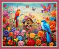 Disnesart Cross Stitch Stamped Full Embroidery Kits DIY 11CT Cotton Thread Printed DIY Needlepoint Kits Craft Needlework Set Cross-Stitch Stamped Sets-Flower Bird Home 16x20 inch - color: Stylepattern11