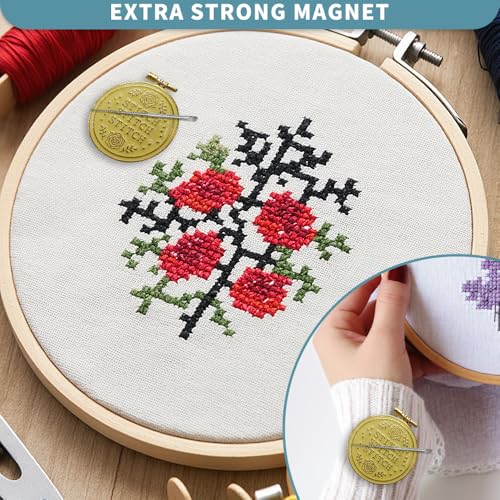 Magnetic Needle Minder Magnet Embroidery Accessories and Supplies Embroidery Needle Holder Cross Stitch Holder Needlework Supplies (Cardinal) (Gold) - size: Gold