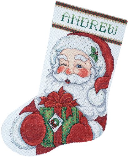 Design Works Crafts Winking Santa Counted Cross Stitch Stocking Kit