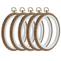 Marvexi 5Pcs Oval Embroidery Hoops 4.3"x5.3", Vintage Cute Faux Wood - style: 4.3" x 5.3"