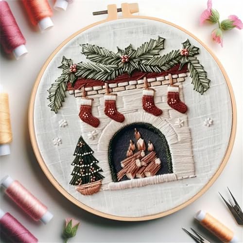 Huacan Embroidery Kit for Beginners Adults, Easy Needlepoint Kits for Adults with Stamped Embroidery Patterns. (Chimney) - style: Chimney