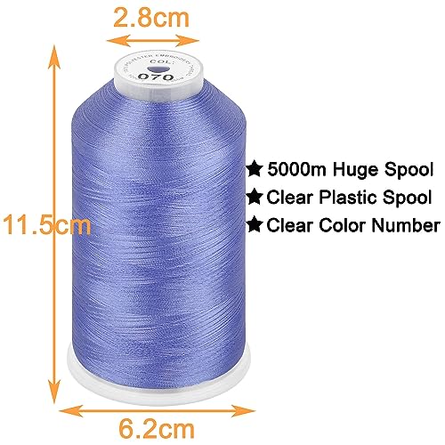 New brothread 5000M Huge Spool Embroidery Machine Thread - Cornflower Blue - color: Cornflower Blue-070