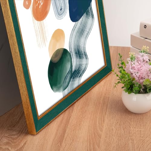 Suede 14x17 Frame - Single Frame, Christmas Elegant Green 14 x 17 Poster Frame with Mat for 11x14, 14x17 Picture Frames for Artwork, Puzzles, Photos and Movie Posters - color: Green, size: 14" x 17" / 11" x 14" mat