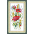 Stamped Cross Stitch Kits for Beginners- Full Set of Poppy Charm Embroidery for Adults,11 CT 3 Strands DIY Patterns Counted Arts Craft 9.5×18.5 inch - color: Poppy Charm