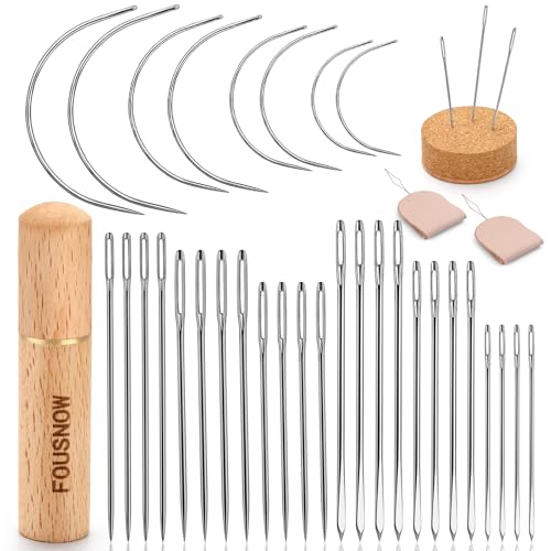 36 Pcs Heavy Duty Sewing Needles Kit, Curved Sewing Needles for Hand Sewing - size: 32 Pcs